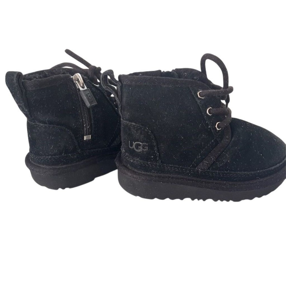 UGG kids Neumel II Girls' Black Ankle Boots with‎ Side Zip & Lace-Up